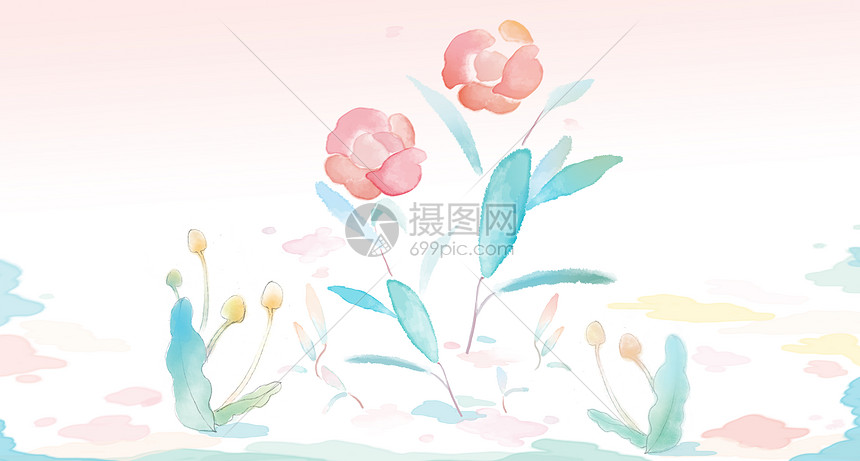 水彩花草插画图片下载 正版图片 摄图网 水彩花草插画图片下载 正版图片 摄图网