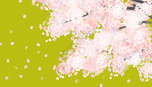 草木背景唯美的樱花插画