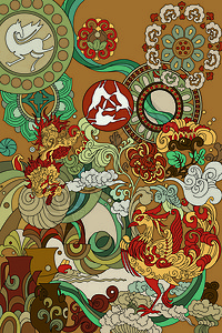 中国元素插画背景图片