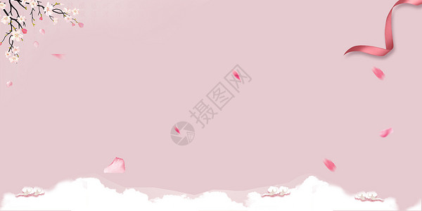 粉色浪漫花瓣彩带壁纸背景图片