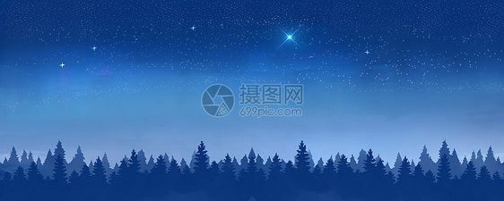 夜空下的树林图片