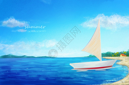 夏之海风-夏天海边帆船图片