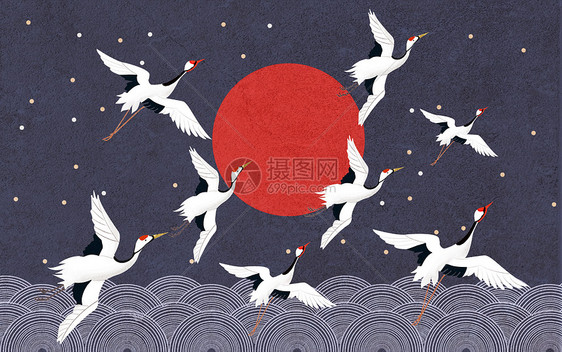 中国仙鹤背景图片