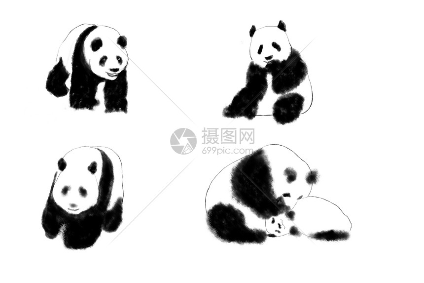 熊猫手绘水墨风格插画图片下载 正版图片 摄图网 熊猫手绘水墨风格插画图片下载 正版图片 摄图网