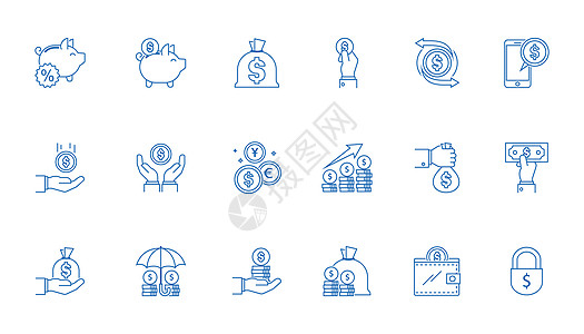 各种符号金融图标插画