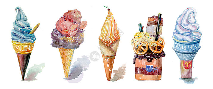 手绘水彩之冰淇淋系列背景图片