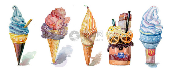 手绘水彩之冰淇淋系列图片