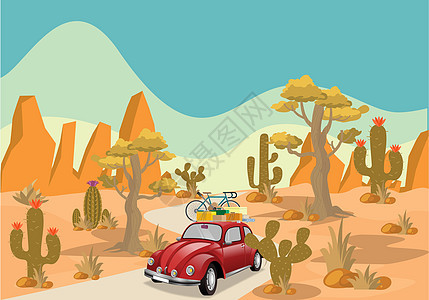 旅行汽车沙漠背景图片