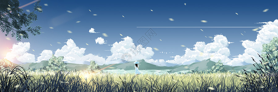 立夏banner清新风景插画插画