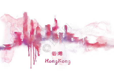 香港水彩插画图片
