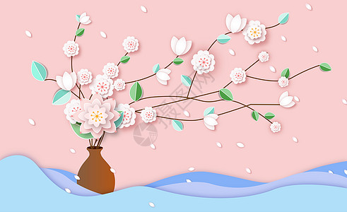 剪纸花卉花卉背景图高清图片
