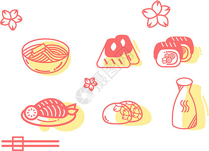 日系和风食物寿司大福饼矢量图标图片