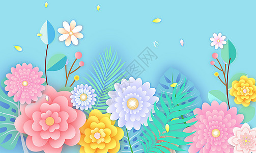 剪纸风格花卉背景图片
