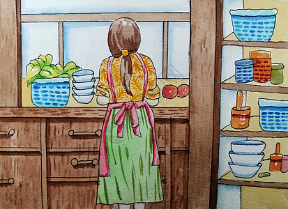 妈妈在厨房忙碌的背影图片