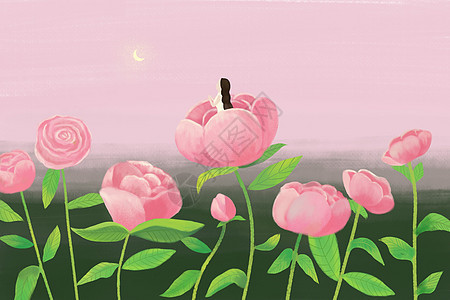 花丛中的追月女孩背景图片