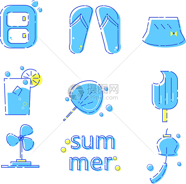 mbe夏天可爱清新小物件图标icon