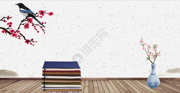 唯美古风仙境背景读书日教育背景设计图片