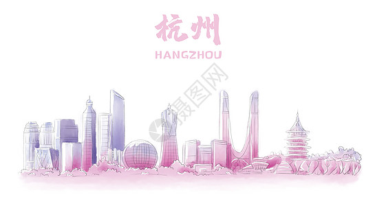 杭州地标建筑插画