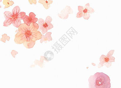 红色水彩花朵背景图片