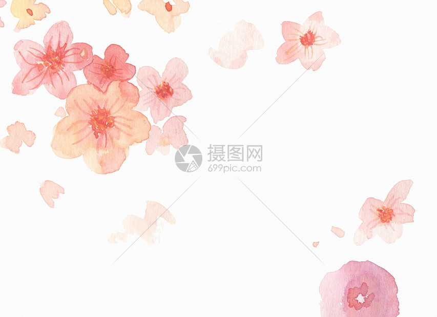 红色水彩花朵背景插画图片下载 正版图片 摄图网