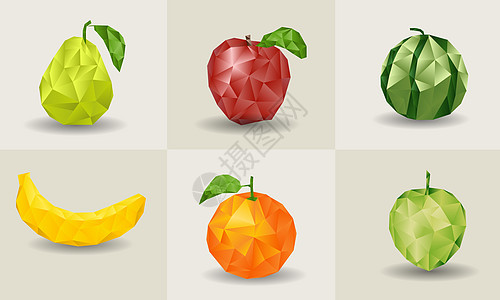红苹果脸低多边形水果插画
