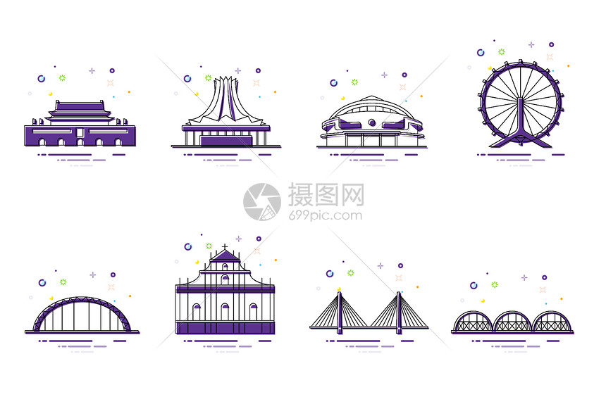 中国地标建筑图标插画图片下载-正版图片400135661-摄图网