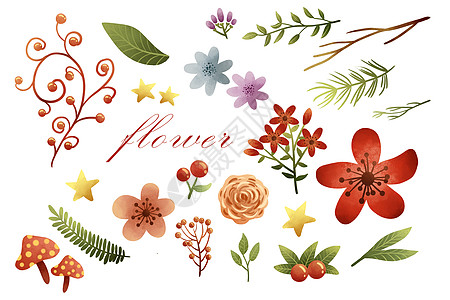 花卉植物元素集合背景图片
