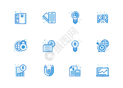 数据线条金融投资图标插画