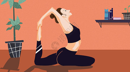 运动美女做瑜伽的美女插画