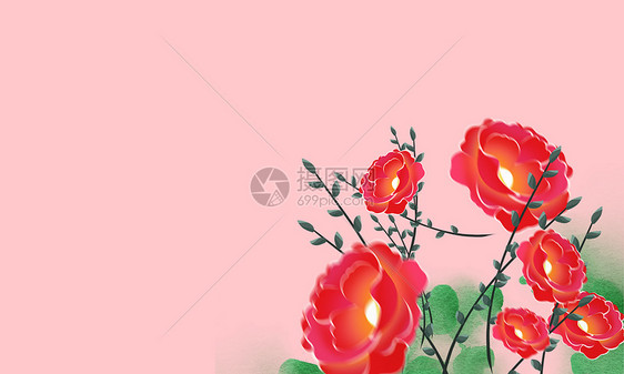 花卉水彩红花图片