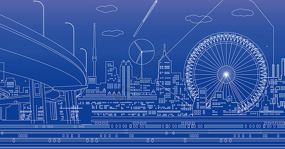 科技城市线条背景图片