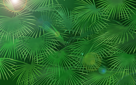 绿色清新小扇子植物背景插画