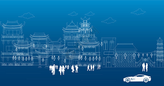 中国古建筑背景图片