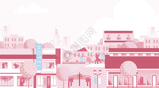 粉色街景图片