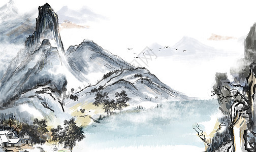 中国山水水墨背景图片