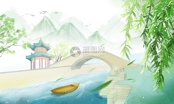 中国风插画背景图图片