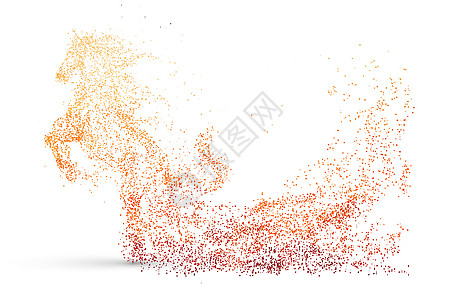 彩色山马剪影粒子设计图片
