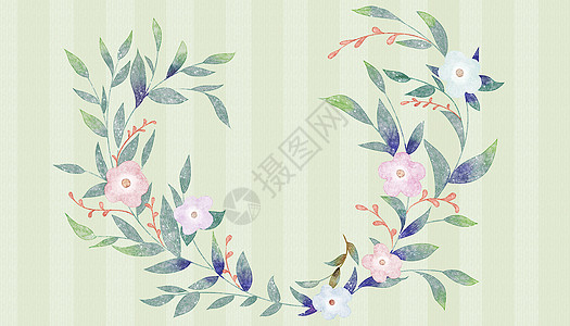 粉色创意北京植物花卉背景插画