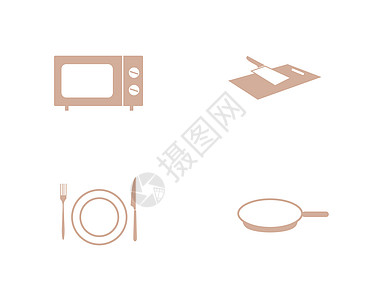 厨房电器厨房用品图标插画