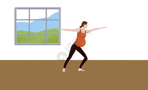 孕妇瑜伽健身插画