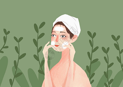 美女洗脸植物护肤高清图片