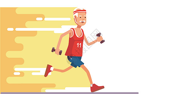 男人运动老人跑步小场景插画