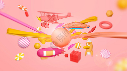 节日插画素材创意儿童玩具背景设计图片
