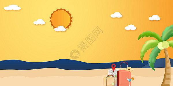 夏日沙滩景色背景图片