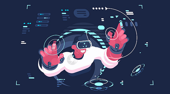 沙漏适量vr智能生活虚拟现实创意插画插画