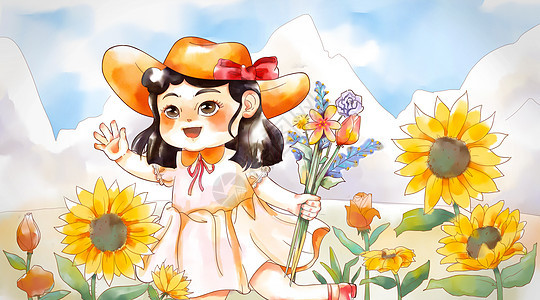 向日葵花束插画 向日葵花束卡通 向日葵花束手绘图片下载 摄图网