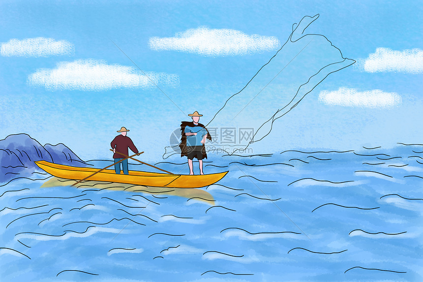 出海捕鱼插画图片下载-正版图片400144395-摄图网