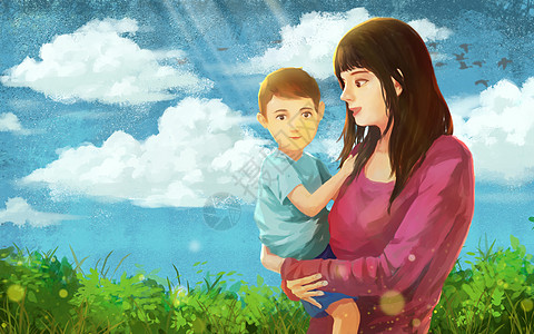 情感分析母亲节海报手绘幼儿园插画