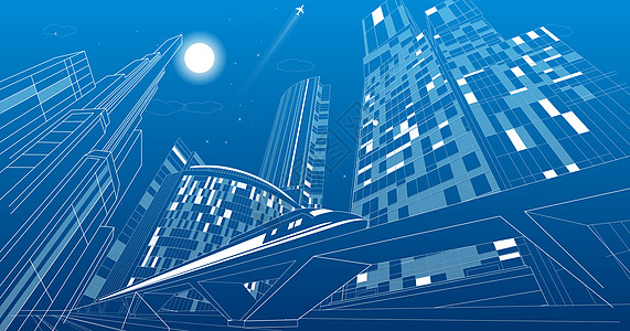 桥梁夜景科技城市背景设计图片