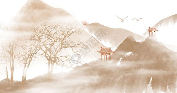 中国风背景城堡风景,图片素材